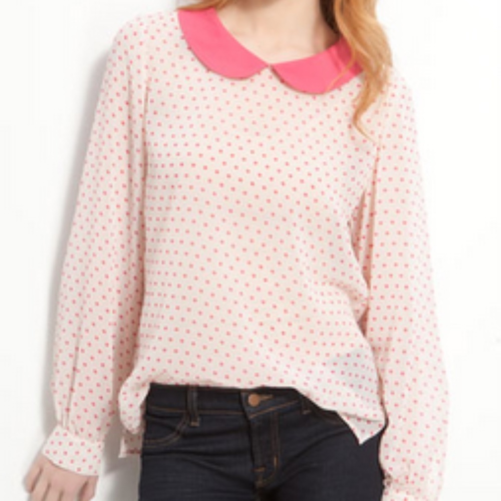 Trouvé Peter Pan Collar Polka Dot Top